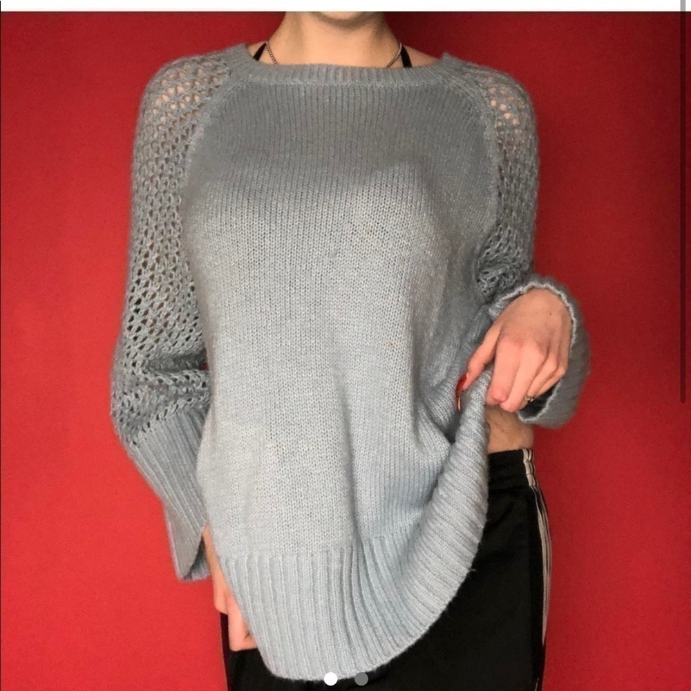 Pastel blue mesh sleeve sweater. 💙💙​​​​​​​​​​​​​​​​​​​​​​​​​​